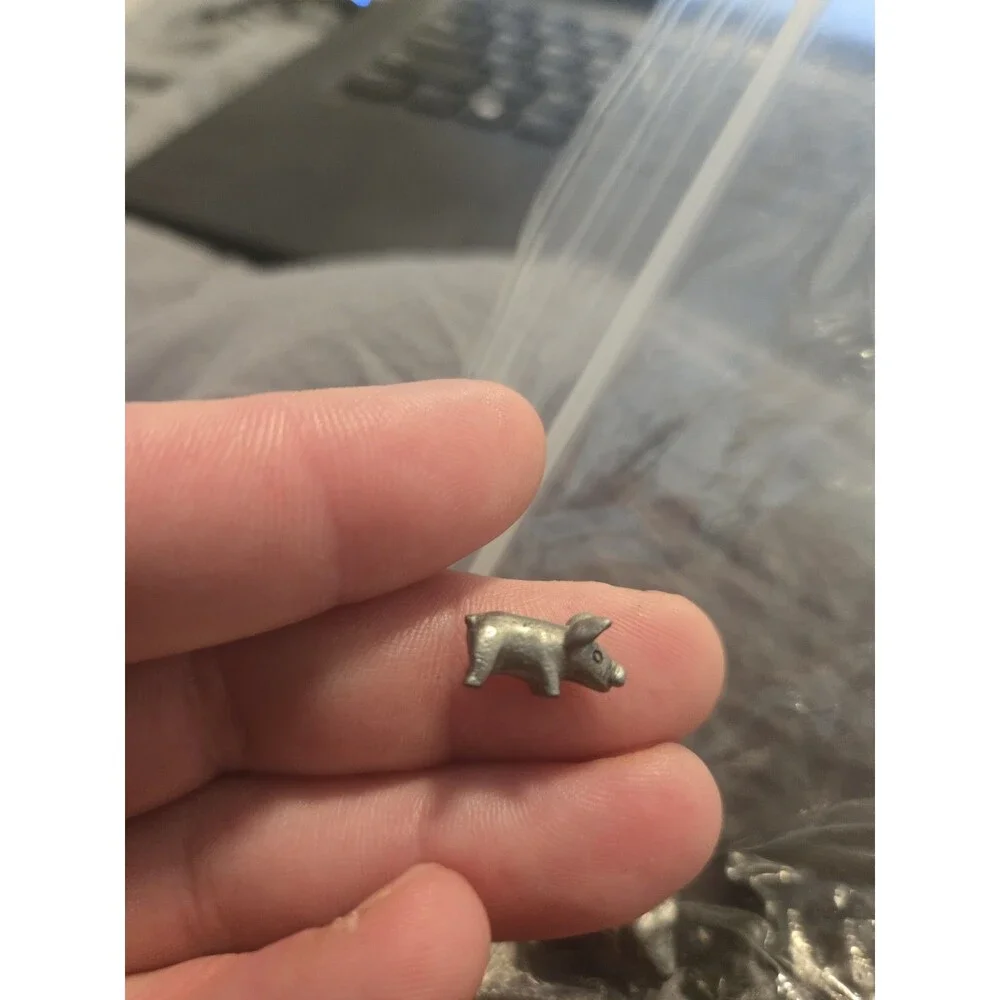 Vintage 1970's Pewter Miniature Hog Pig Figurines Figure Collectible Doll House
